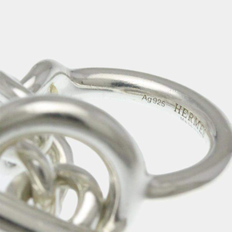 Pre Owned Hermes Croisette Ring Silver 925 Fashion No Stone Band Ring Silver