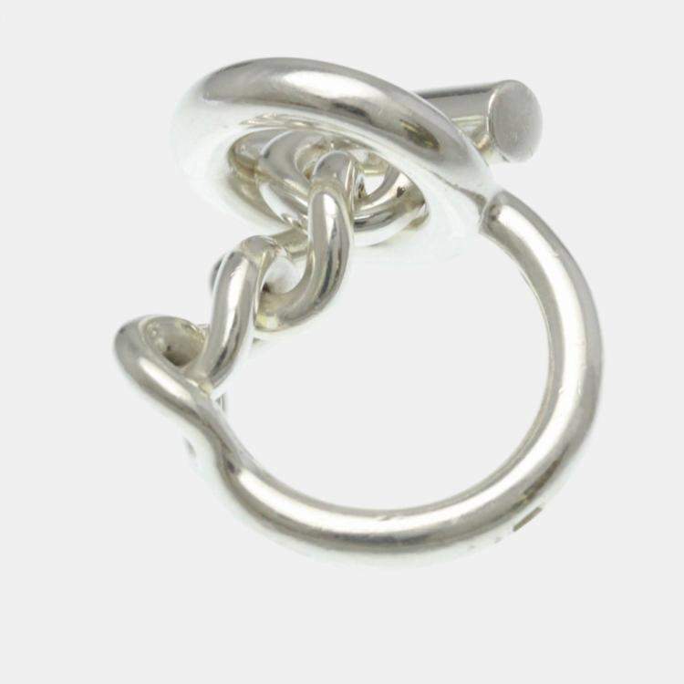Pre Owned Hermes Croisette Ring Silver 925 Fashion No Stone Band Ring Silver