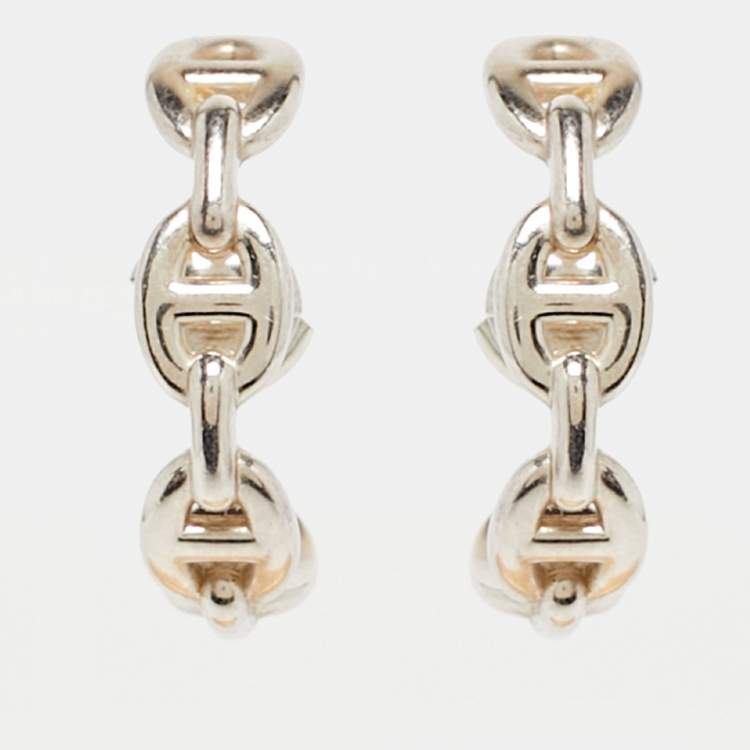 Pre Owned Hermes Chain d'Ancre Sterling Silver Earrings