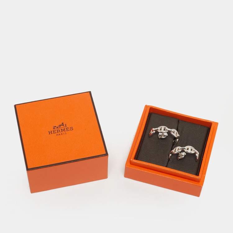 Pre Owned Hermes Chain d'Ancre Sterling Silver Earrings