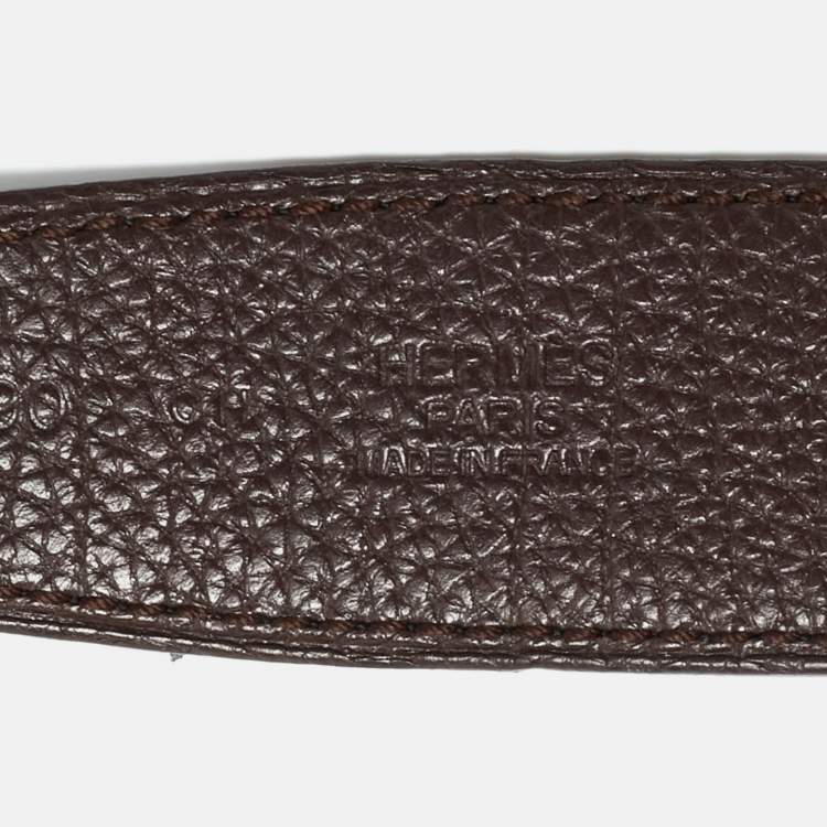 Pre Owned Hermes H  Reversible Buckle 90CM Chocolat/Black Togo and Box Leather