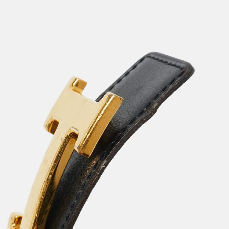 Pre Owned Hermes H  Reversible Buckle 90CM Chocolat/Black Togo and Box Leather