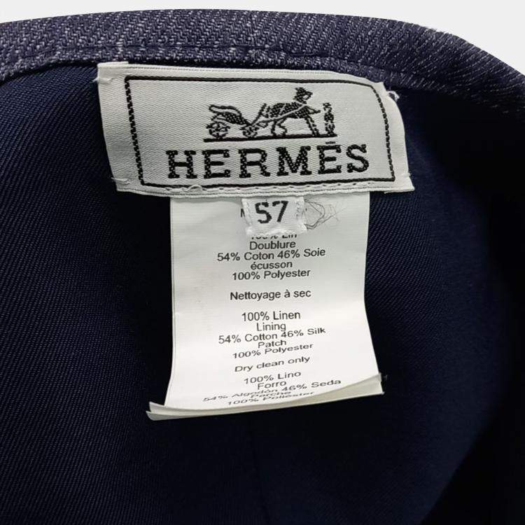 Pre Owned Hermes Blue Linen Beret