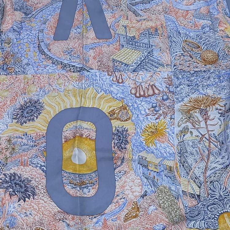 Pre Owned Hermes Blue Silk Scarf