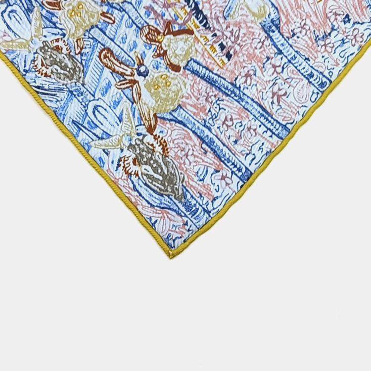 Pre Owned Hermes Blue Silk Scarf