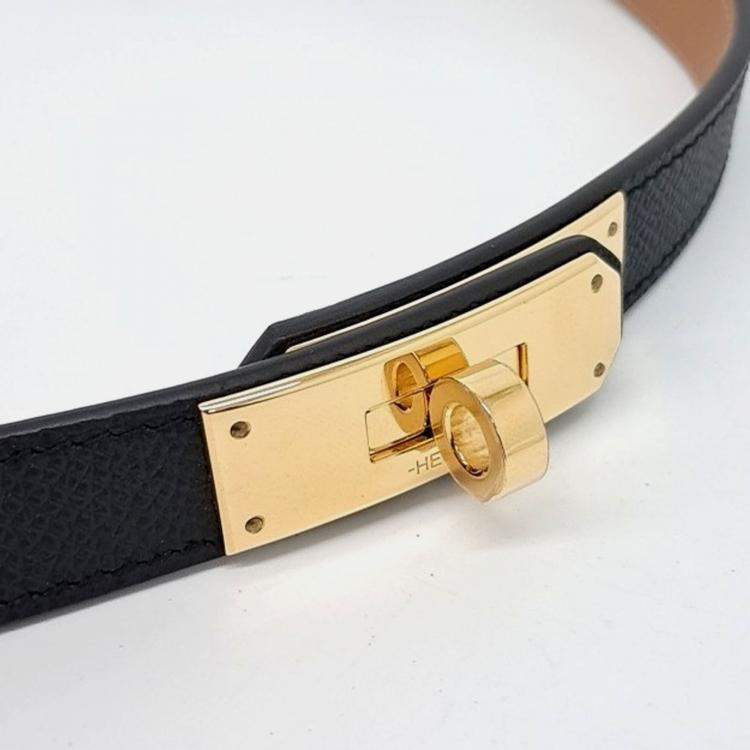 مملوكة مسبقًا Hermes Black Leather Kelly Belt