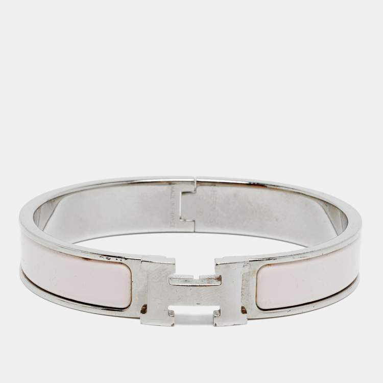Pre Owned Hermes Clic H Enamel Palladium Plated Braclet