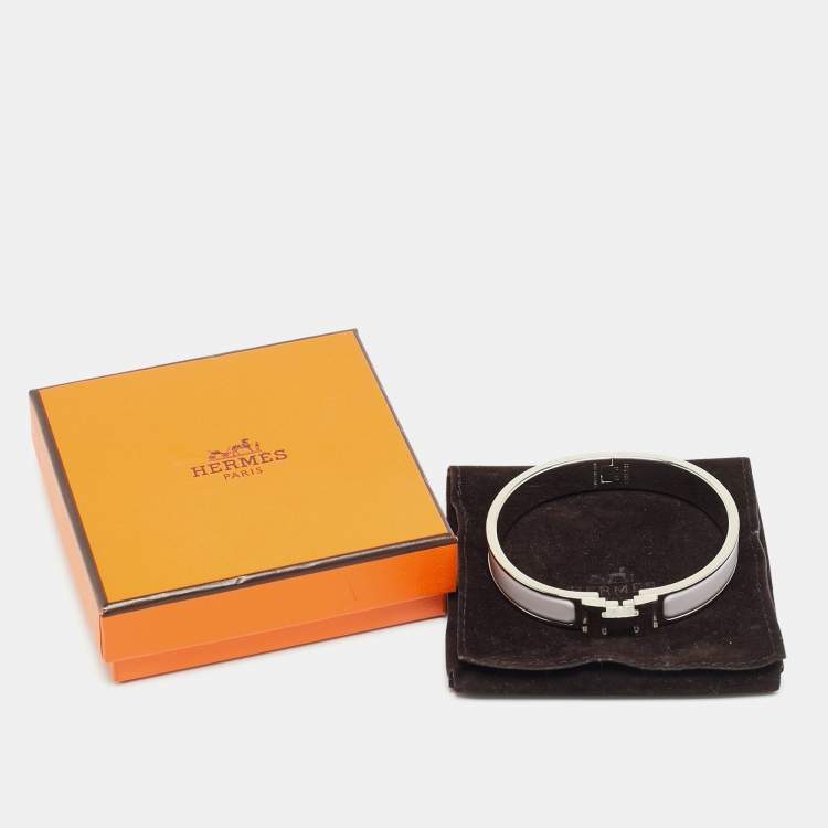 Pre Owned Hermes Clic H Enamel Palladium Plated Braclet
