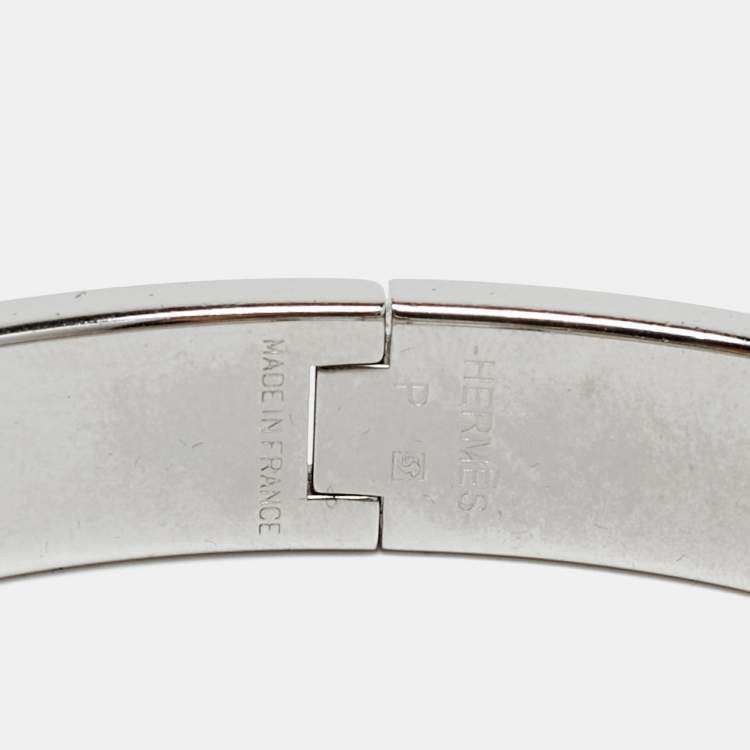 Pre Owned Hermes Clic H Enamel Palladium Plated Braclet