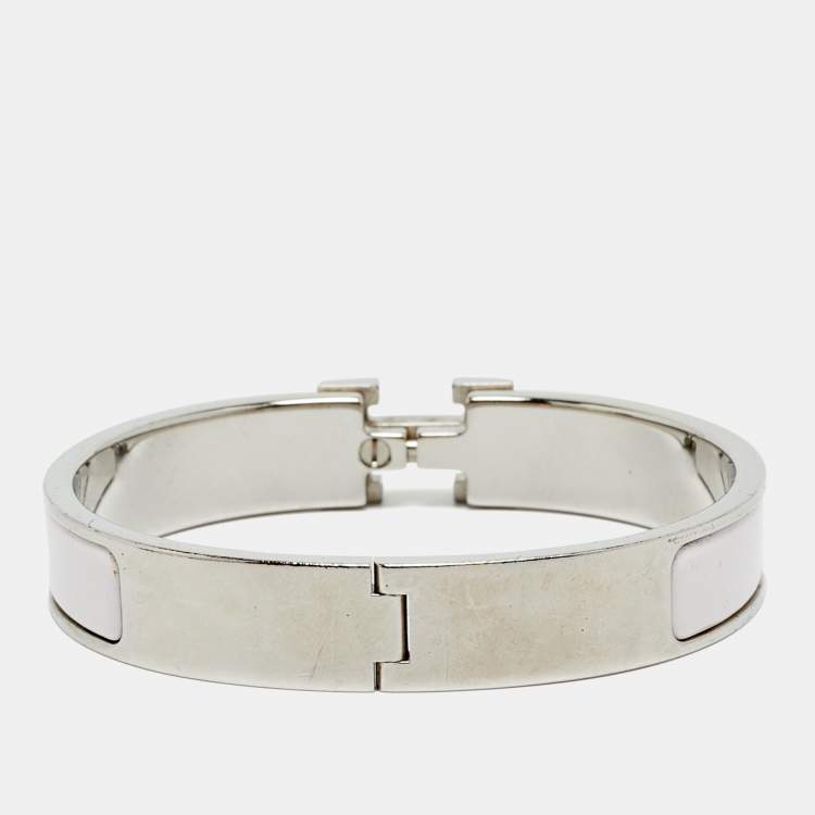 Pre Owned Hermes Clic H Enamel Palladium Plated Braclet