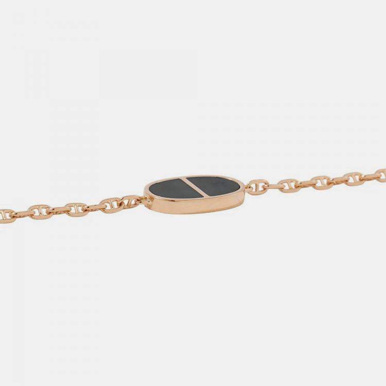 مملوكة مسبقًا Hermes Chaine D'Ancre Bracelet Verso Size XS 18k Rose Gold and Black Ceramic
