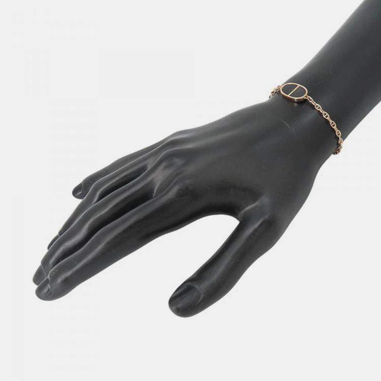 مملو كة مسبقًا Hermes Chaine D'Ancre Bracelet Verso Size XS 18k Rose Gold and Black Ceramic