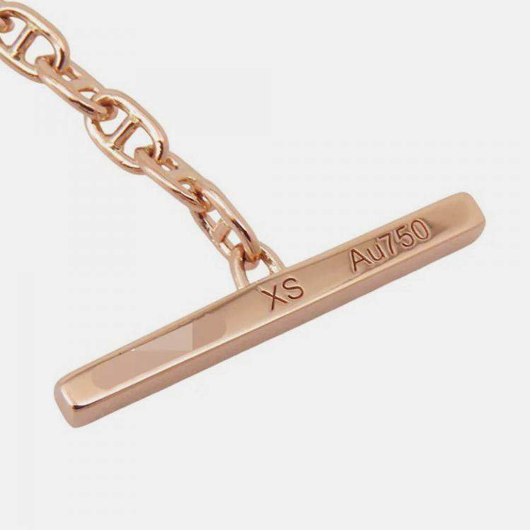 مملوكة مسبقًا Hermes Chaine D'Ancre Bracelet Verso Size XS 18k Rose Gold and Black Ceramic