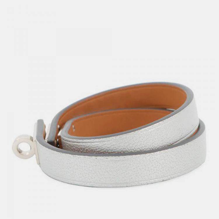 Pre Owned Hermes Mini Kelly Double Tour Bracelet Size T2 Silver Chevre Shamqila