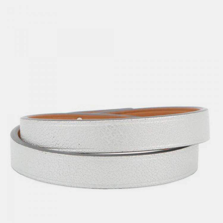 Pre Owned Hermes Mini Kelly Double Tour Bracelet Size T2 Silver Chevre Shamqila