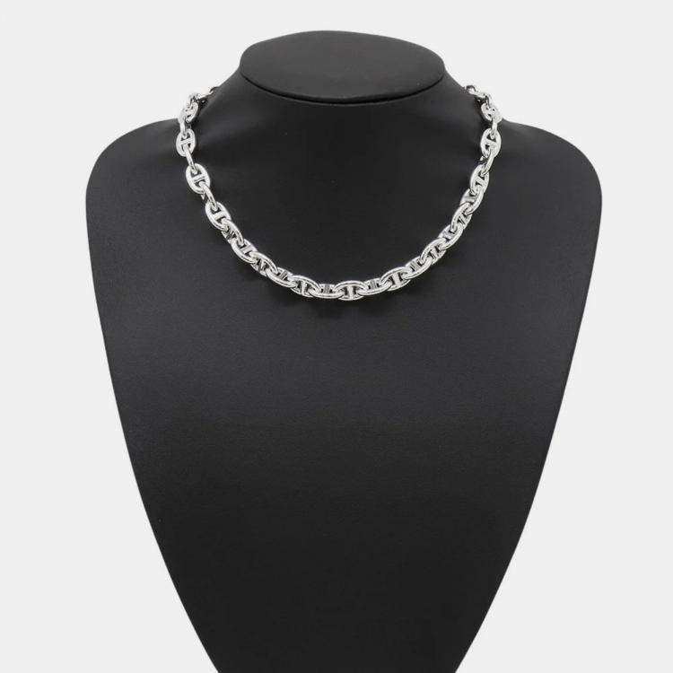 Pre Owned Hermes Chaine D'Ancre Necklace 43 Frames Size Pm Sv925
