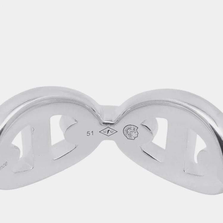 Pre Owned Hermes Chaine D'Ancre Anchene Ring Size Pm/51/#11 Sv925
