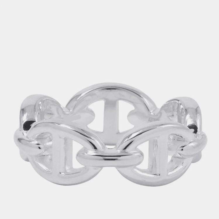 Pre Owned Hermes Chaine D'Ancre Anchene Ring Size Pm/51/#11 Sv925