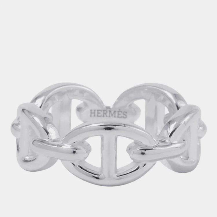 Pre Owned Hermes Chaine D'Ancre Anchene Ring Size Pm/51/#11 Sv925