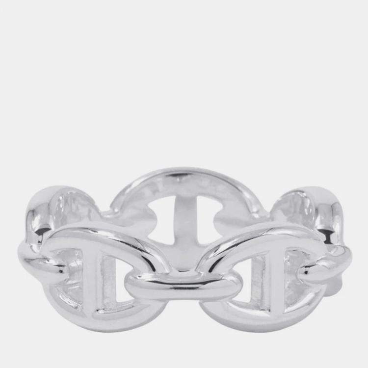 Pre Owned Hermes Chaine D'Ancre Anchene Ring Size Pm/53/#13 Sv925