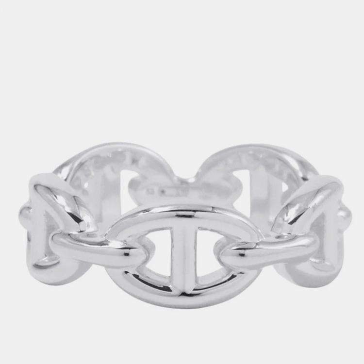 Pre Owned Hermes Chaine D'Ancre Anchene Ring Size Pm/53/#13 Sv925