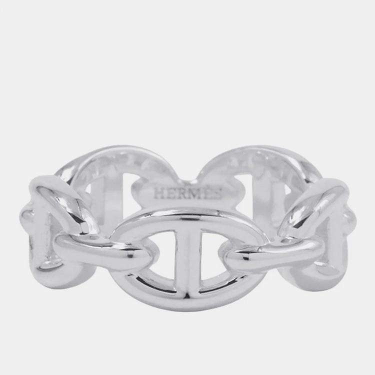 Pre Owned Hermes Chaine D'Ancre Anchene Ring Size Pm/53/#13 Sv925