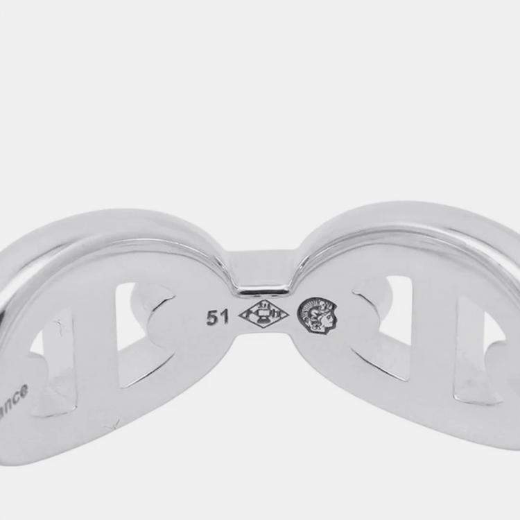 Pre Owned Hermes Chaine D'Ancre Anchene Ring Size Pm/51/#11 Sv925