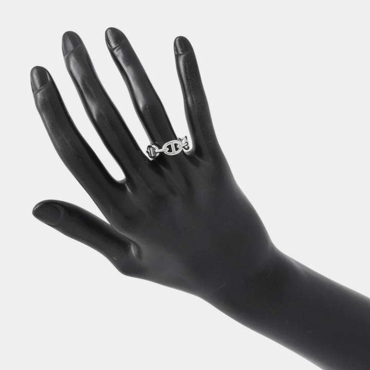 Pre Owned Hermes Chaine D'Ancre Anchene Ring Size Pm/51/#11 Sv925