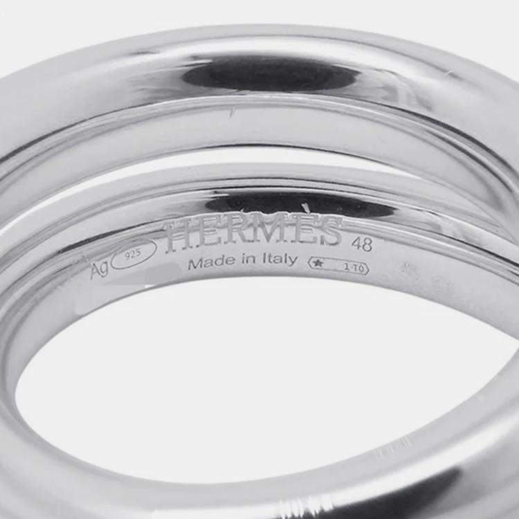 Pre Owned Hermes Caba Cityslide Clutchertige Ring Size 48/#8 Sv925