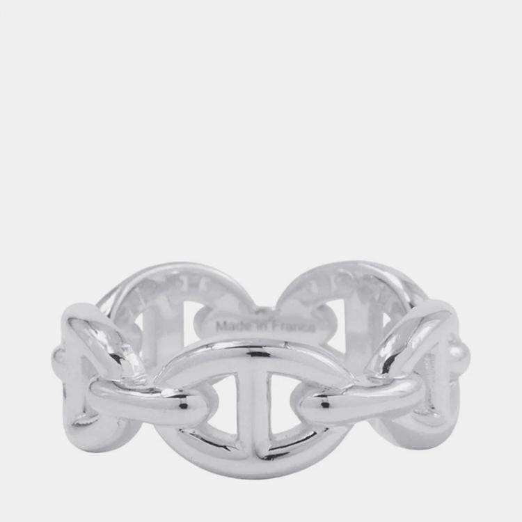 Pre Owned Hermes Chaine D'Ancre Anchene Ring Size Pm/53/#13 Sv925