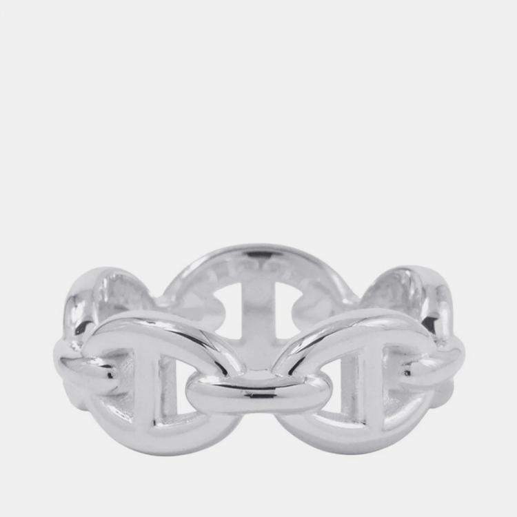 Pre Owned Hermes Chaine D'Ancre Anchene Ring Size Pm/53/#13 Sv925