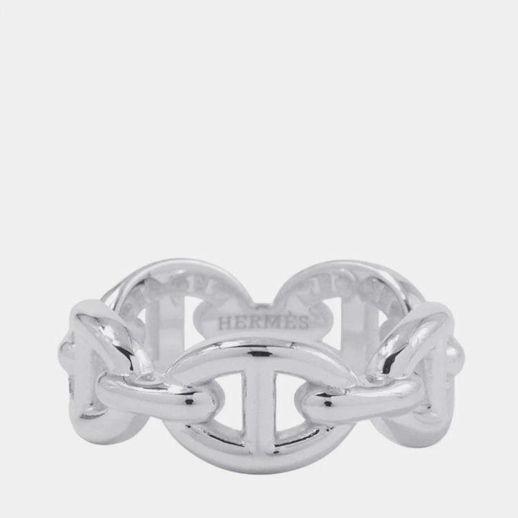 Pre Owned Hermes Chaine D'Ancre Anchene Ring Size Pm/53/#13 Sv925