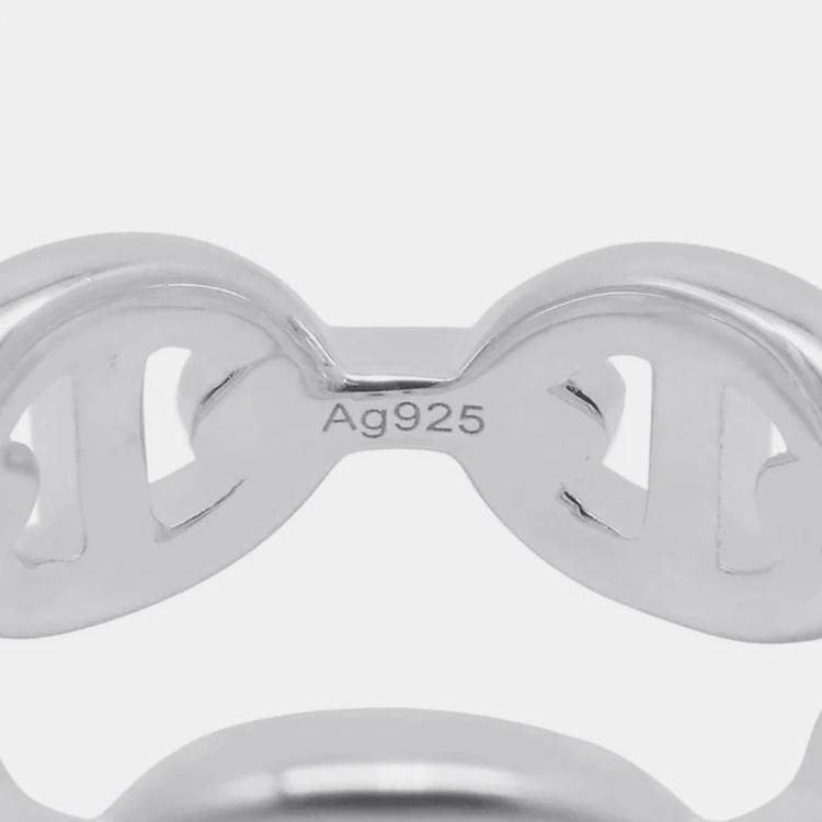 Pre Owned Hermes Chaine D'Ancre Anchene Ring Size Pm/51/#11 Sv925