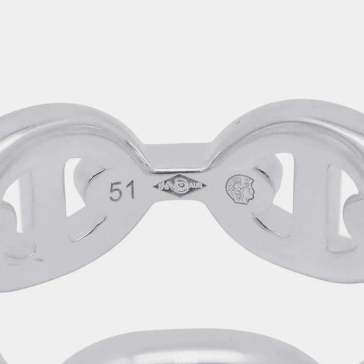 Pre Owned Hermes Chaine D'Ancre Anchene Ring Size Pm/51/#11 Sv925