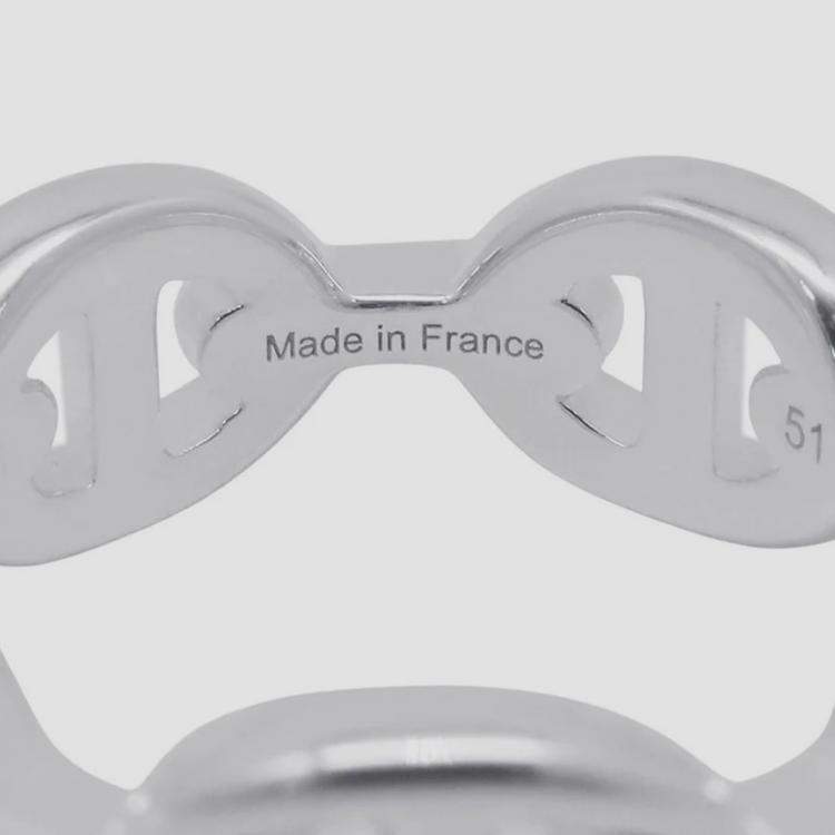 Pre Owned Hermes Chaine D'Ancre Anchene Ring Size Pm/51/#11 Sv925