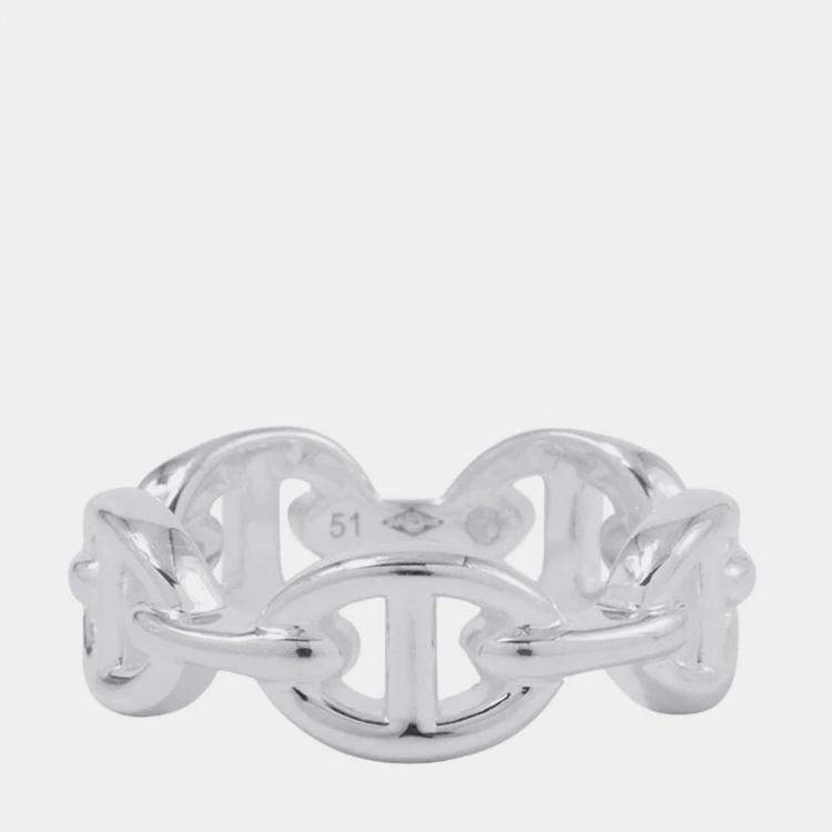 Pre Owned Hermes Chaine D'Ancre Anchene Ring Size Pm/51/#11 Sv925