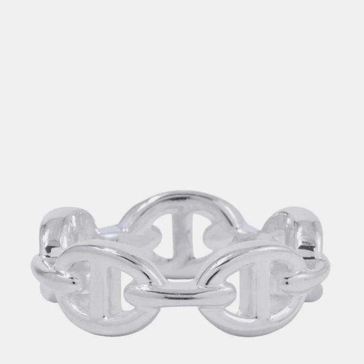 Pre Owned Hermes Chaine D'Ancre Anchene Ring Size Pm/51/#11 Sv925