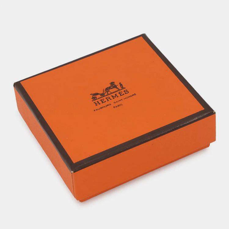 Pre Owned Hermes Cage Do Ash H Cube Earrings Light Blue Metal