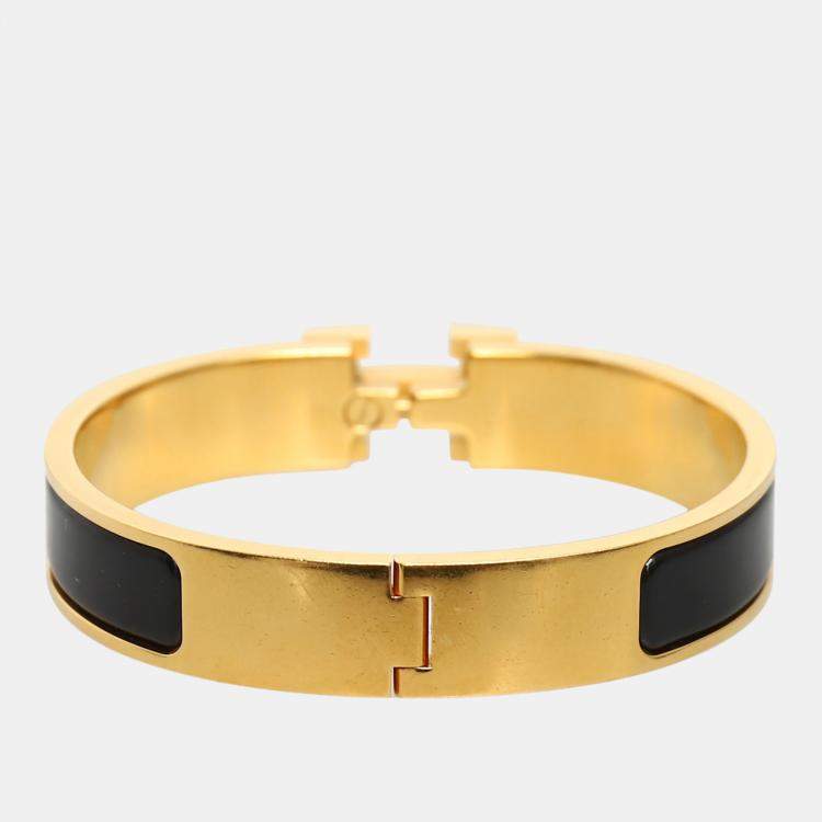 Pre Owned Hermes Clic H Black/Gold PM Bracelet