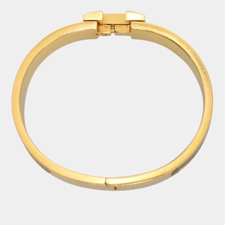 Pre Owned Hermes Clic H Black/Gold PM Bracelet