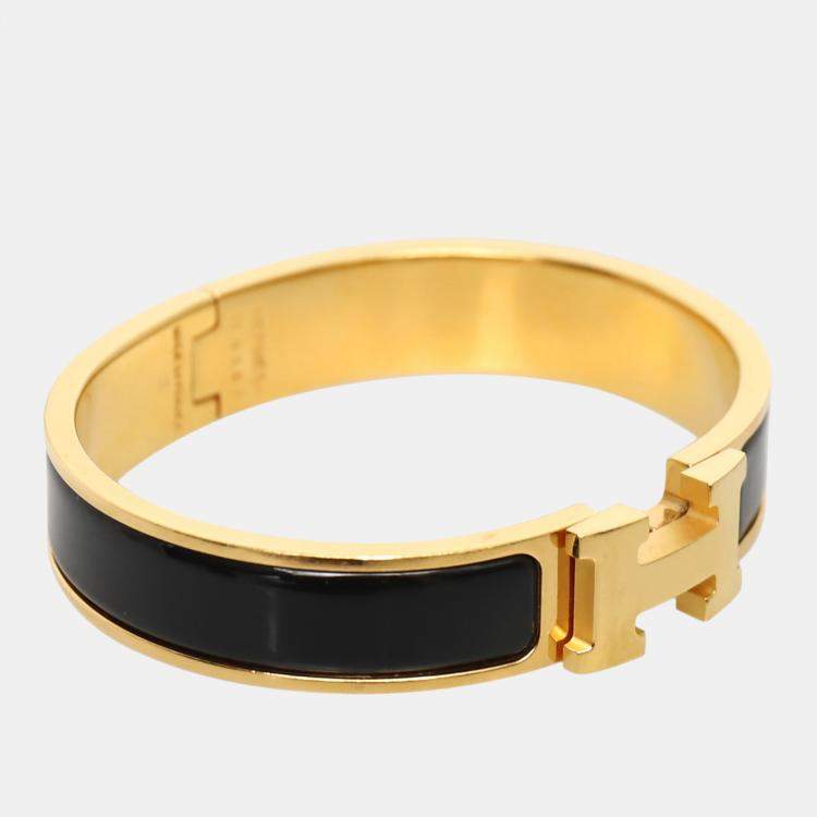 Pre Owned Hermes Clic H Black/Gold PM Bracelet