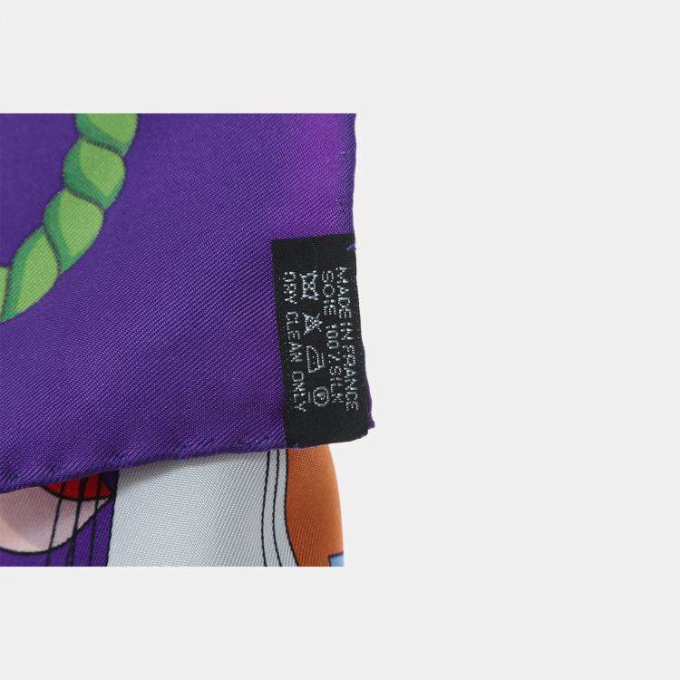 Pre Owned Hermes Les Folies Du Ciel Multicolor/Purple Silk Scarf
