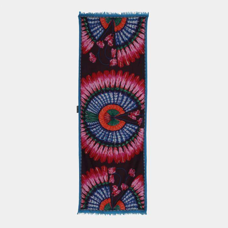 مملوكة مسبقًا Hermes Multicolor Silk Fringe Scarf