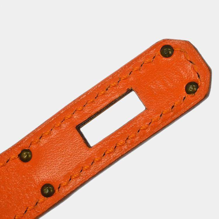 Pre Owned Hermes Orange Veau Gulliver Kelly Double Tour Bracelet Bangle