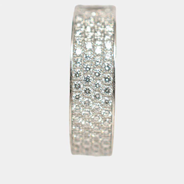 Pre Owned Hermes 18K White Gold Diamond Small H d'Ancre Ring Size 54