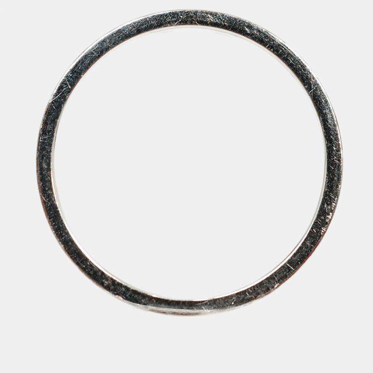 Pre Owned Hermes 18K White Gold Diamond Small H d'Ancre Ring Size 54