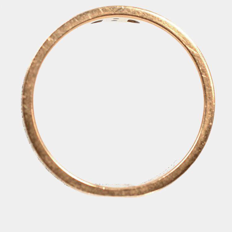 Pre Owned Hermes 18K Rose Gold Diamond Small H d'Ancre Ring Size 56