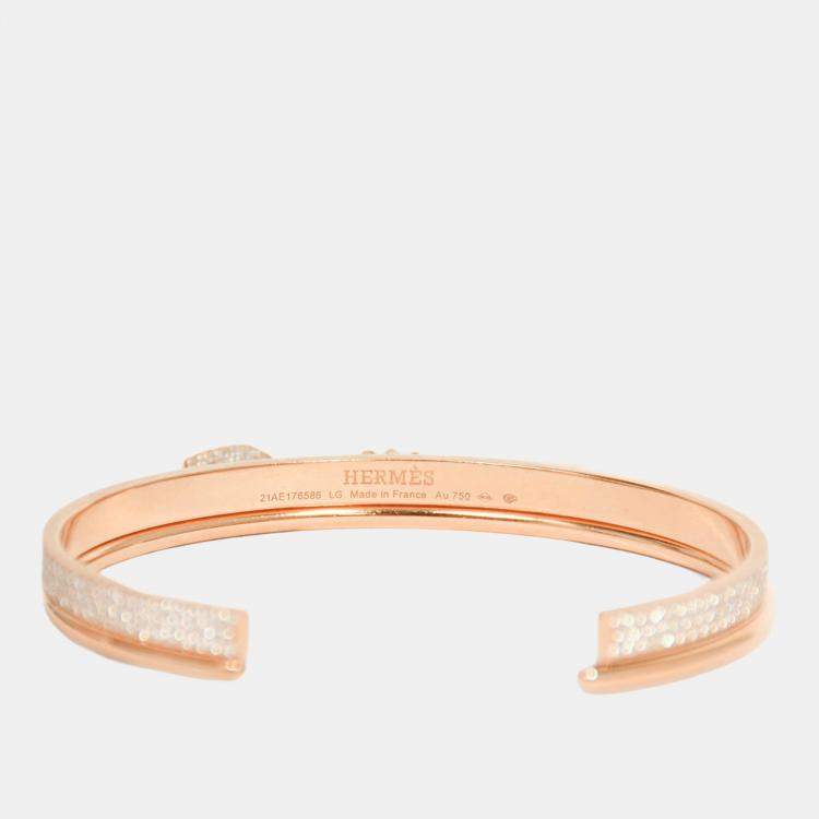 Pre Owned Hermes 18K Rose Gold Diamonds Kelly Cadenas Double Bracelet Small Model