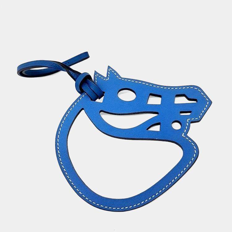 Pre Owned Hermes Blue Leather Cheval Paddock Bag Charm