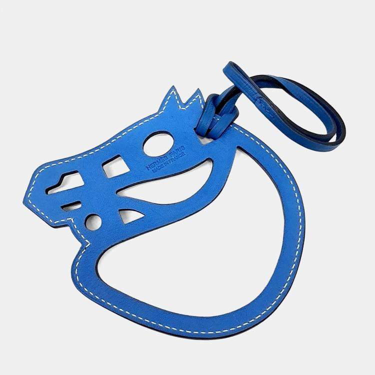 Pre Owned Hermes Blue Leather Cheval Paddock Bag Charm